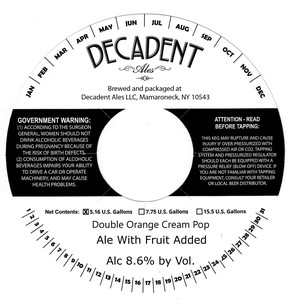 Decadent Ales Double Orange Cream Pop April 2022