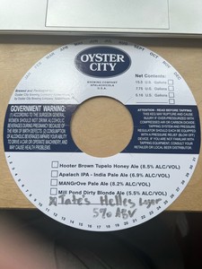 Oyster City Brewing Company Tates Helles