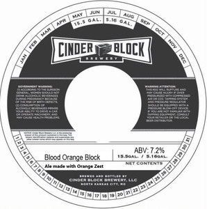 Cinder Block Brewery LLC Blood Orange Block April 2022