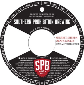 Southern Prohibition Brewing Sherbet Sherpa Orange Jules April 2022