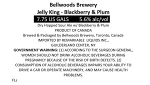 Bellwoods Brewery Jelly King - Blackberry & Plum April 2022