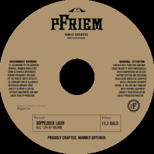 Pfriem Family Brewers Doppelbock Lager April 2022