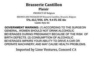 Brasserie Cantillon Plaisir April 2022