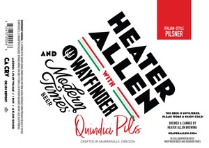 Heater Allen Brewing Quindici Pils April 2022