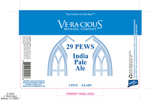 Veracious Brewing Company 29 Pews India Pale Ale April 2022