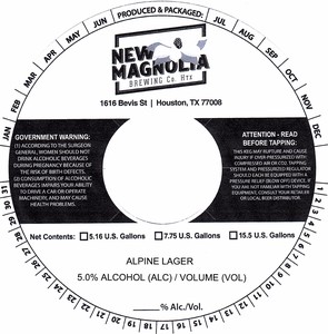 New Magnolia Brewing Co Alpine Lager April 2022