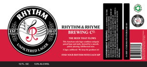 Rhythm & Rhyme Brewing Co. Unfiltered Lager May 2022