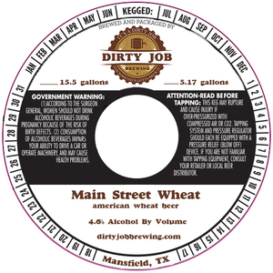 Main Street Wheat American Wheat Beer May 2022