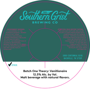 Southern Grist Brewing Co Batch One Theory: Vanillionaire
