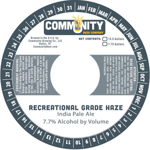 Community Beer Co. Recreational Grade Haze