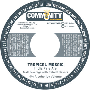 Community Beer Co. Tropical Mosaic IPA May 2022