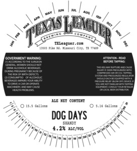 Texas Leaguer Brewing Company Dog Days Shandy May 2022