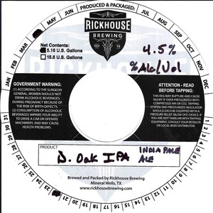 Rickhouse Brewing N. Oak IPA May 2022