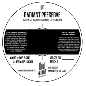 Modist Brewing Co Radiant Preserve May 2022