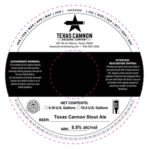 Texas Cannon Stout Ale June 2022