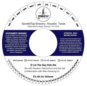 Spindletap Brewery Lei The Day June 2022