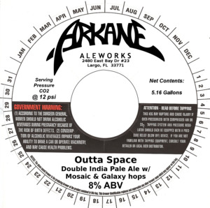 Outta Space Double India Pale Ale W/ Galaxy & Mosaic Hops August 2022