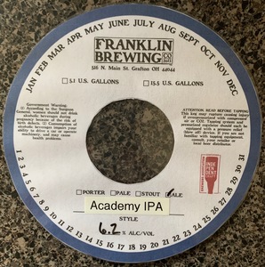 Franklin Brewing Co Academy IPA August 2022