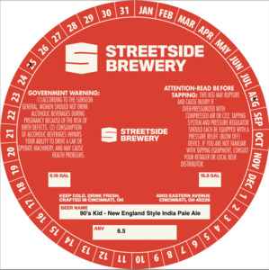 Streetside Brewery 90's Kid - New England Style India Pale Ale August 2022