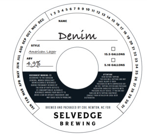 Selvedge Brewing Denim American Lager August 2022