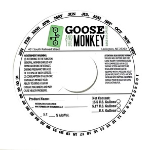 Goose And The Monkey Brewhouse Seedless Solstice Watermelon Summer Ale