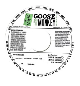 Goose And The Monkey Brewhouse Hillbilly Haircut Amber Ale