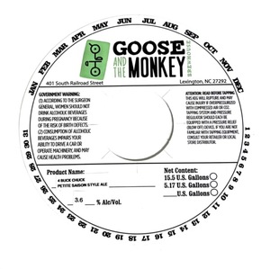 Goose And The Monkey Brewhouse 4 Buck Chuck Petite Saison Style Ale