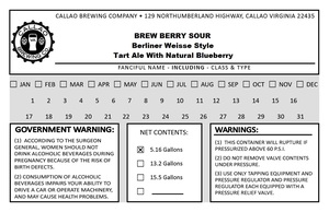 Callao Brewing Co. Brew Berry Sour Berliner Weisse Style September 2022