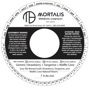 Mortalis Brewing Company Gemini | Strawberry + Tangerine+ Waffle Cone
