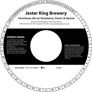 Jester King Farmhouse Ale W/ Strawberry, Peach, & Apricot January 2023