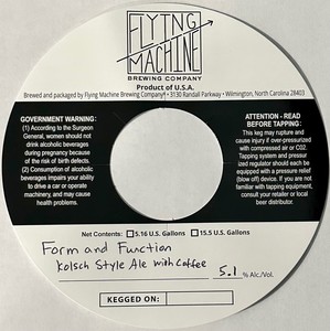 Flying Machine Brewing Company Form And Function Kolsch Style Ale With Coffee January 2023