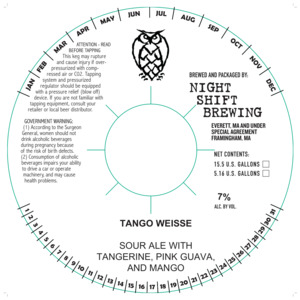 Night Shift Brewing Tango Weisse January 2023