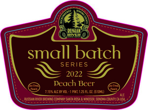 Russian River Brewing Company Small Batch Peach Ale January 2023