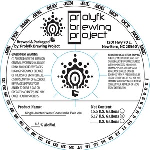 Prolyfk Brewing Project Single Jointed West Coast India Pale Ale January 2023