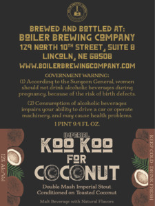 Boiler Brewing Company Imperial Koo Koo For Coconut