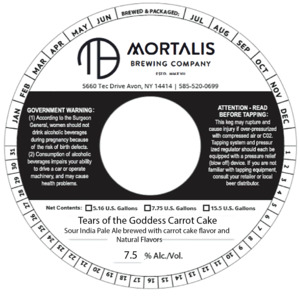 Mortalis Brewing Company Tears Of The Goddess Carrot Cake