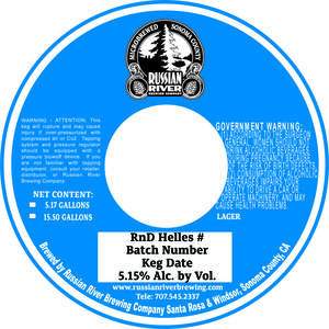 Russian River Brewing Company Rnd Helles January 2023