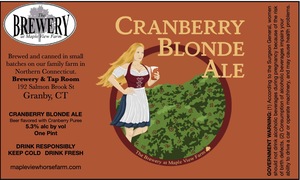 The Brewery At Maple View Farm Cranberry Blonde Ale January 2023