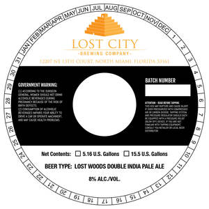 Lost City Brewing Company Lost Woods Double India Pale Ale January 2023