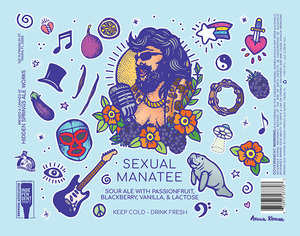 Sexual Manatee Sour Ale With Passionfruit, Blackberry, Vanilla, & Lactose January 2023
