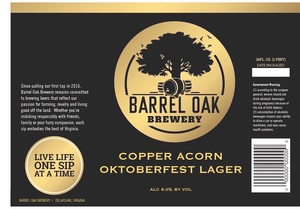 Barrel Oak Brewery Copper Acorn Oktoberfest Lager January 2023