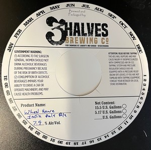 3 Halves Brewing Co Wheelhouse India Pale Ale January 2023