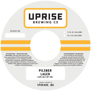 Uprise Brewing Co Pilsner Lager February 2023