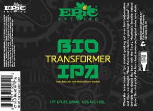 Epic Brewing Biotransformer February 2023