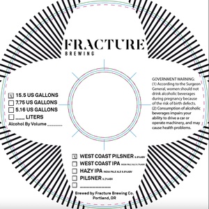 Fracture Brewing Fracture West Coast Pilsner15 Gallon February 2023