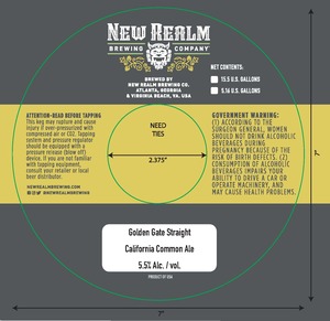 New Realm Brewing Company Golden Gate Straight February 2023