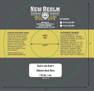 New Realm Brewing Company Rock'n Like Bock'n February 2023