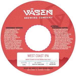 VÄsen Brewing Company West Coast IPA February 2023
