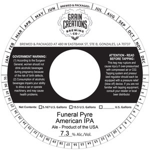 Grain Creations Brewing Co Funeral Pyre IPA February 2023