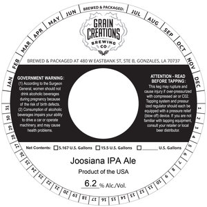 Grain Creations Brewing Co Joosiana IPA February 2023